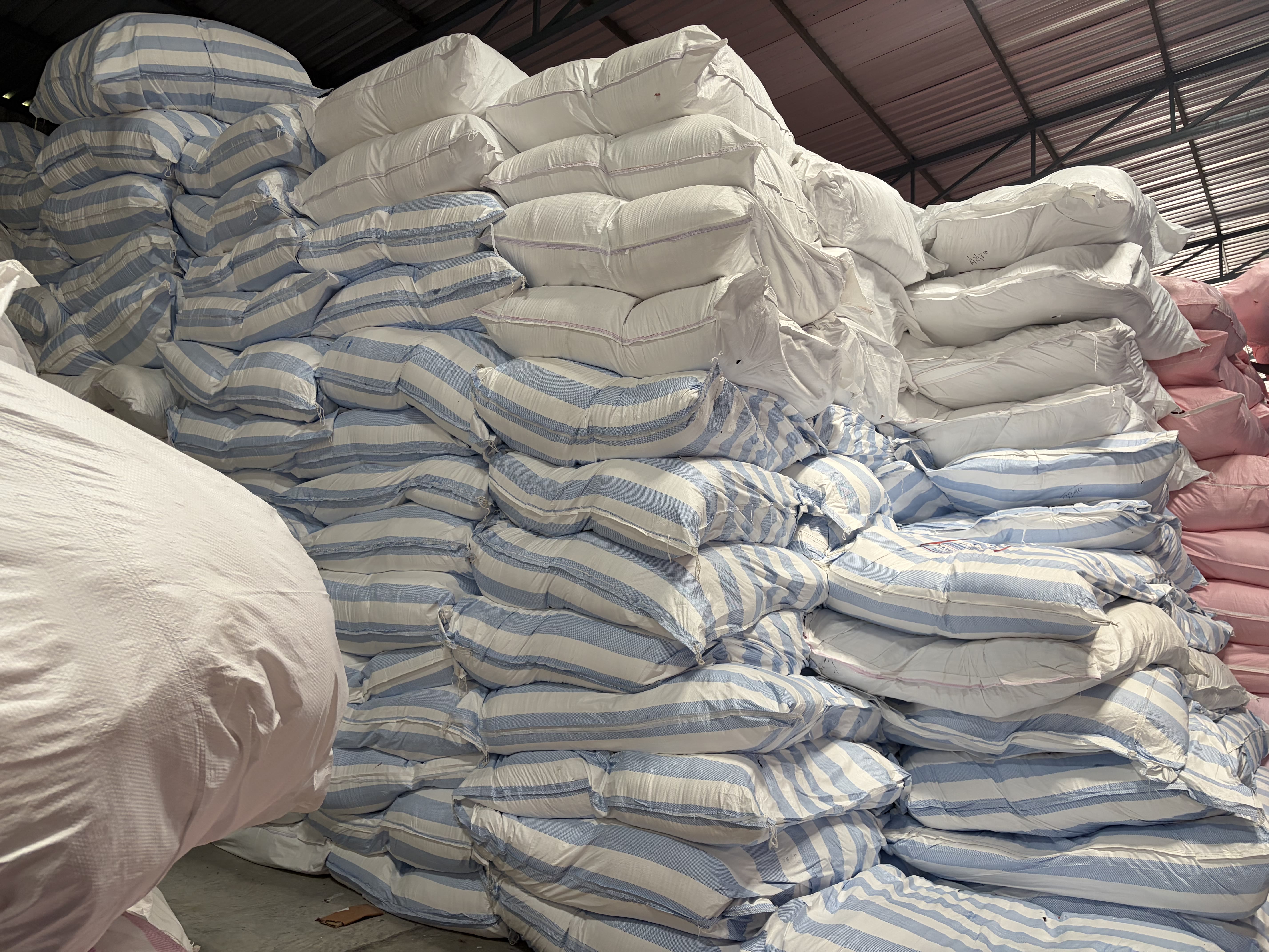 Poly-bagged blankets ready for baling