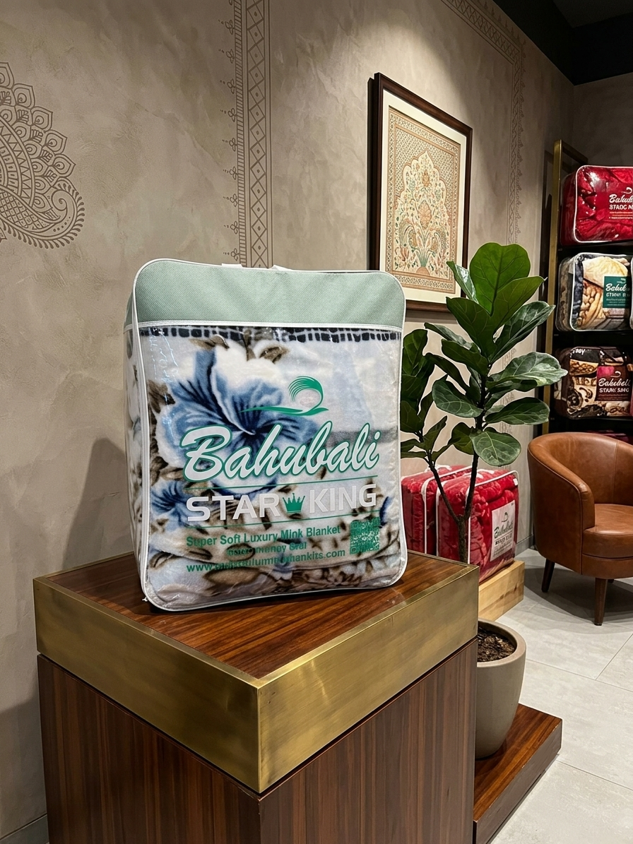 Bahubali Alpha mink blanket in a branded carry bag