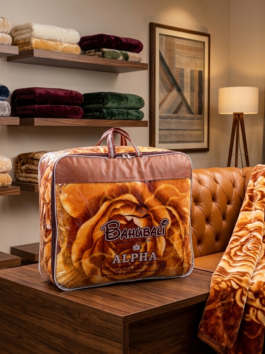 Bahubali mink blanket in a branded carry bag, floral design